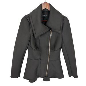 Bebe Black Peplum Moto Scuba Jacket Women's Small
